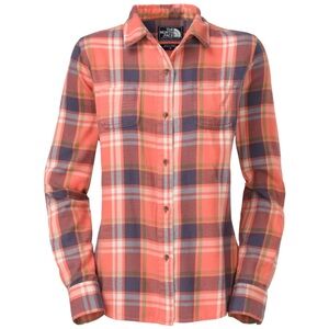 The North Face Women’s Fair Acres Button Down Plaid - Orange and Blue